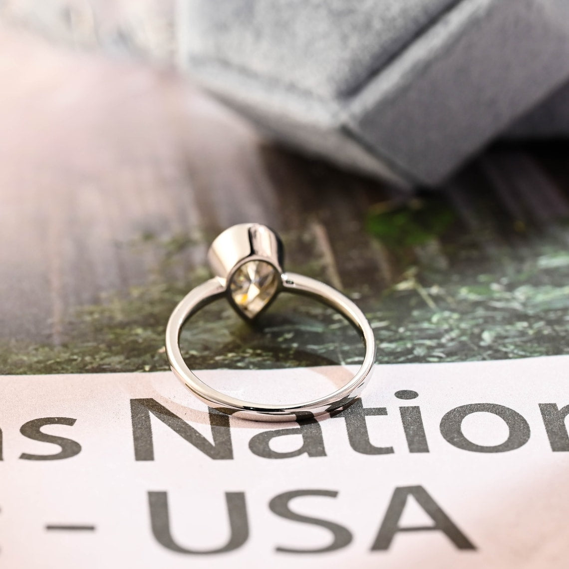 Stunning 3.0 CT Pear Moissanite Engagement Ring with Bezel Design 2