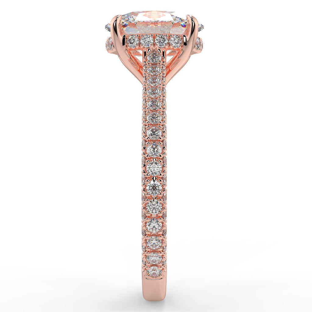 Stunning 2.11 CT Oval Moissanite Engagement Ring with Hidden Halo & Three Side Pave Design 10