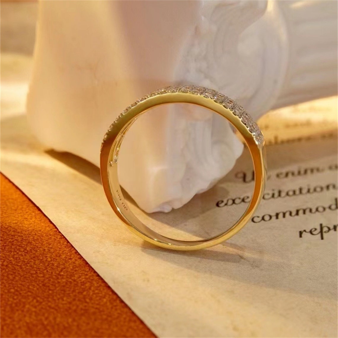 0.5 TCW  Round Cut Moissanite Bridal Wedding Band Semi Pave Accents 2