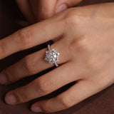 2.0 CT Round Shaped Moissanite Engagement Ring With Cluster Pave Accents 10
