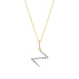 0.30 TCW Round Moissanite Diamond Customized Letter Pendant Necklace in Solid Gold 24