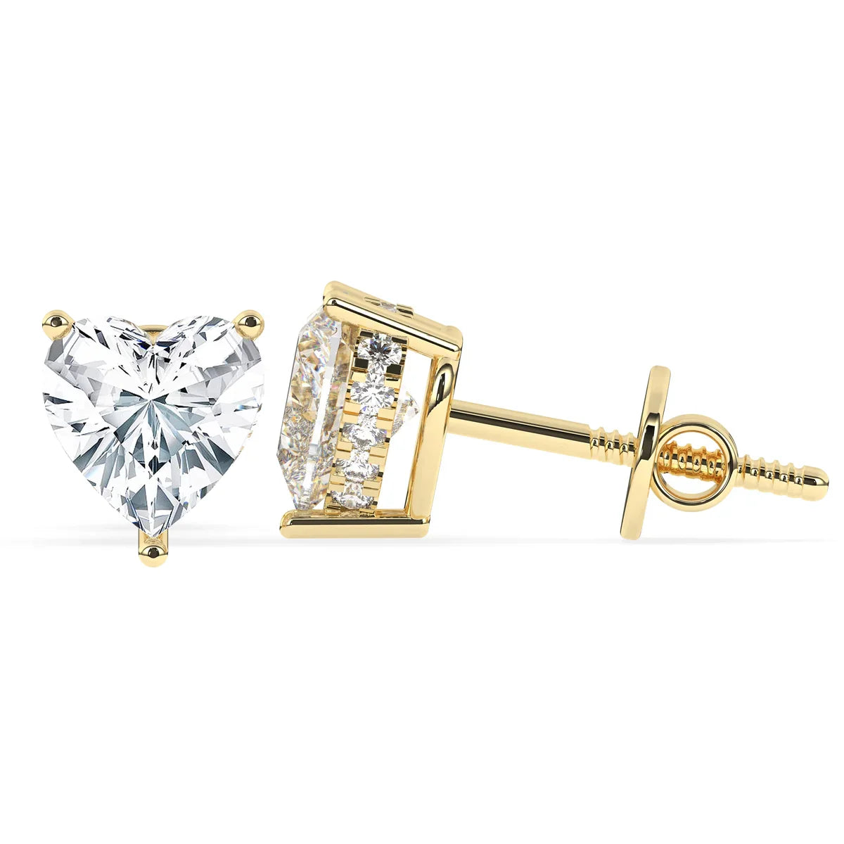 2.0 TCW Heart Cut Moissanite Hidden Halo Stud Earrings in Gold 4