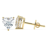 2.0 TCW Heart Cut Moissanite Hidden Halo Stud Earrings in Gold 4