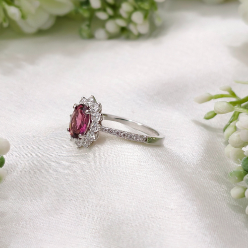 2.0 CT Oval Cut Halo & Pave Style Gemstone Ring