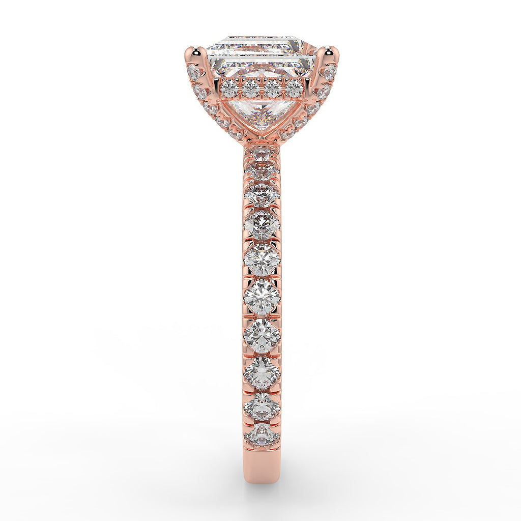 Stunning 1.70 T Princess Moissanite Engagement Ring with Hidden Halo & Pave Design 10