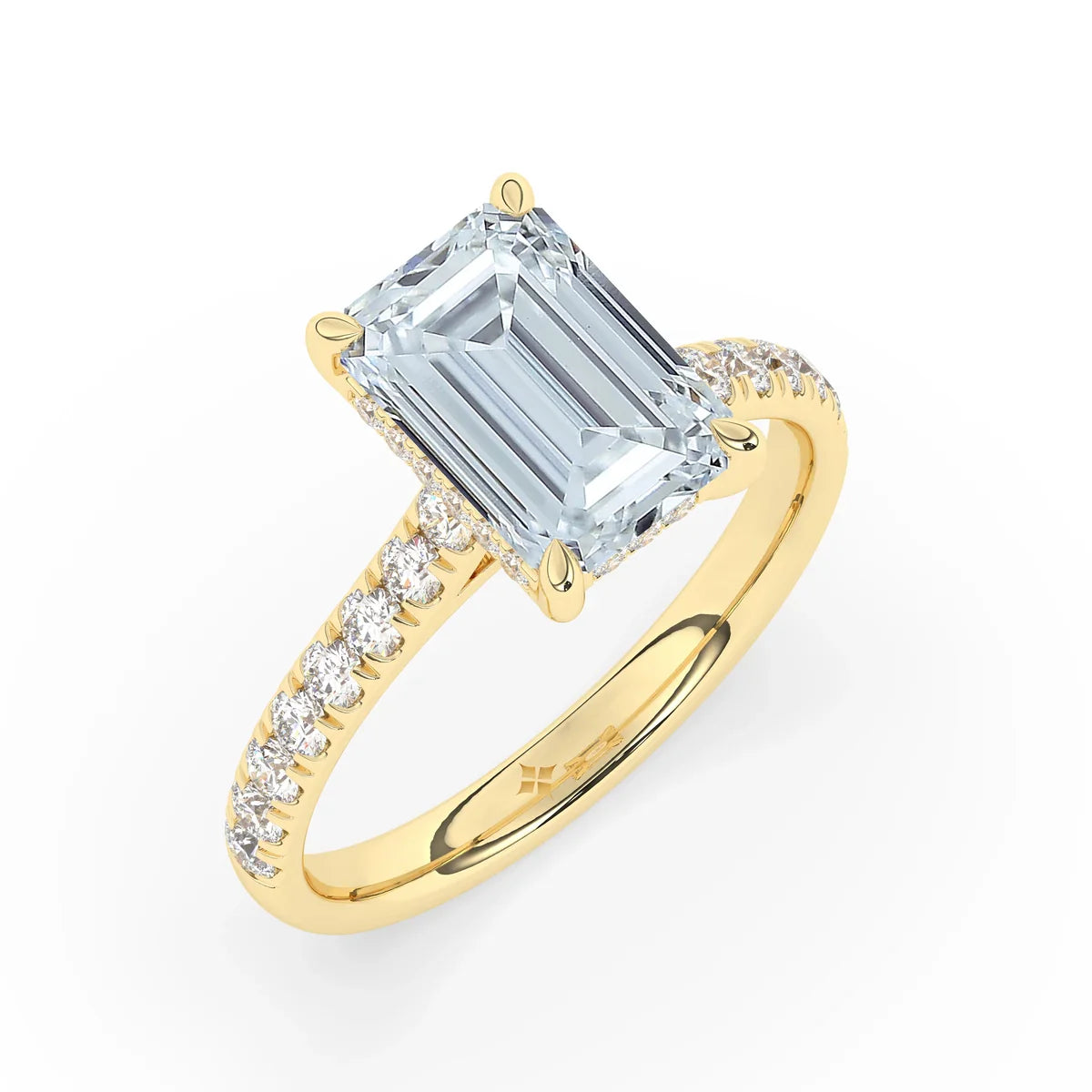 Stunning 3.0 CT Emerald Moissanite Engagement Ring with Double Hidden Halo & Pave Design 6