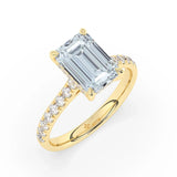 Stunning 3.0 CT Emerald Moissanite Engagement Ring with Double Hidden Halo & Pave Design 6