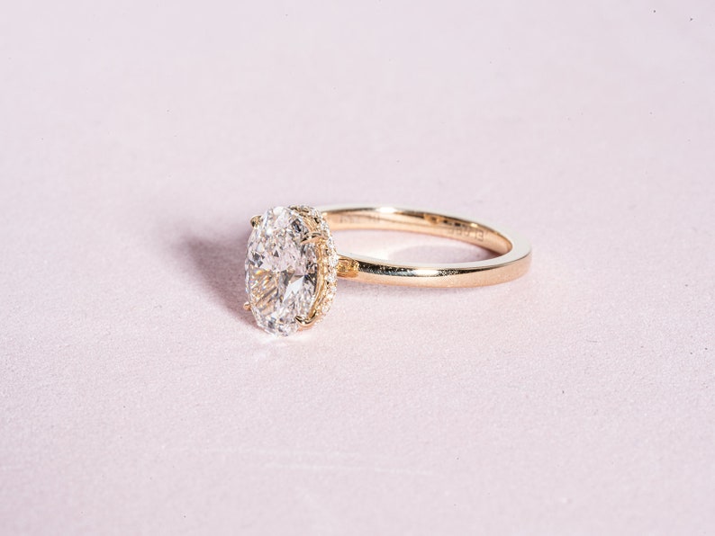 Stunning 1.73 CT Oval Cut Moissanite Engagement Ring with Hidden Halo & Pave Design 2