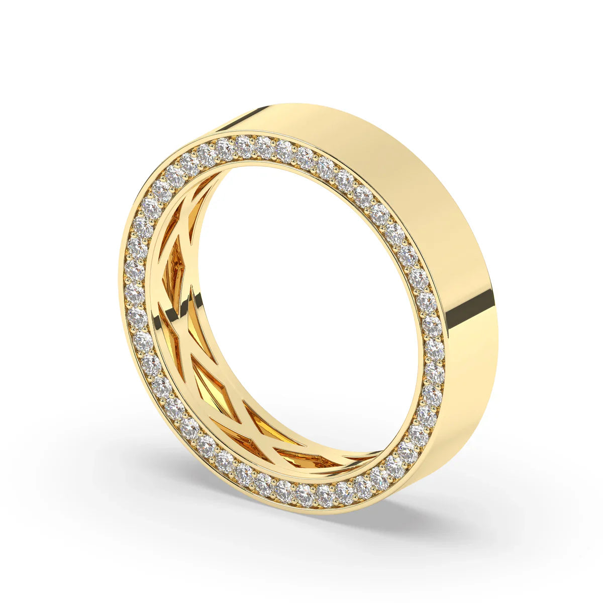 Delicate 0.80 TCW Moissanite Hidden Diamond Men's Wedding Band with Round Cut Stones in Solid Gold 4