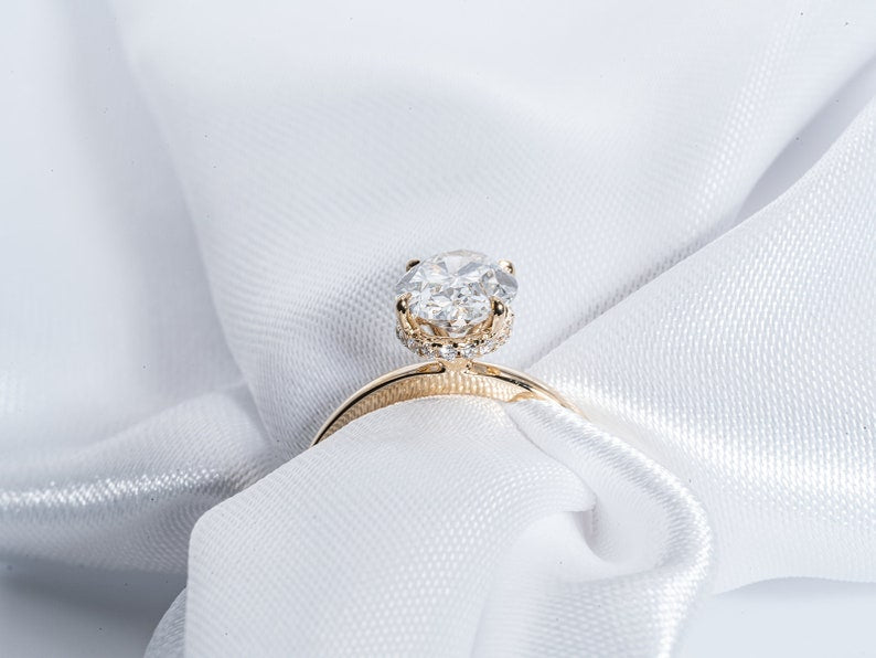 Stunning 1.73 CT Oval Cut Moissanite Engagement Ring with Hidden Halo & Pave Design 5