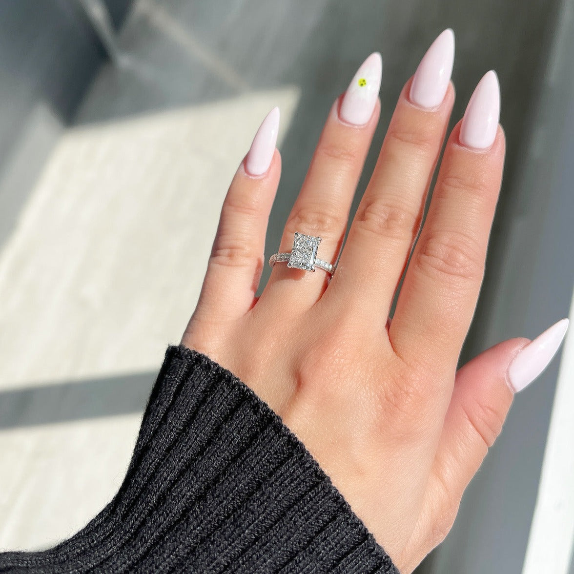 Stunning 2.0 CT Radiant Moissanite Engagement Ring with Hidden Halo & Pave Design 1