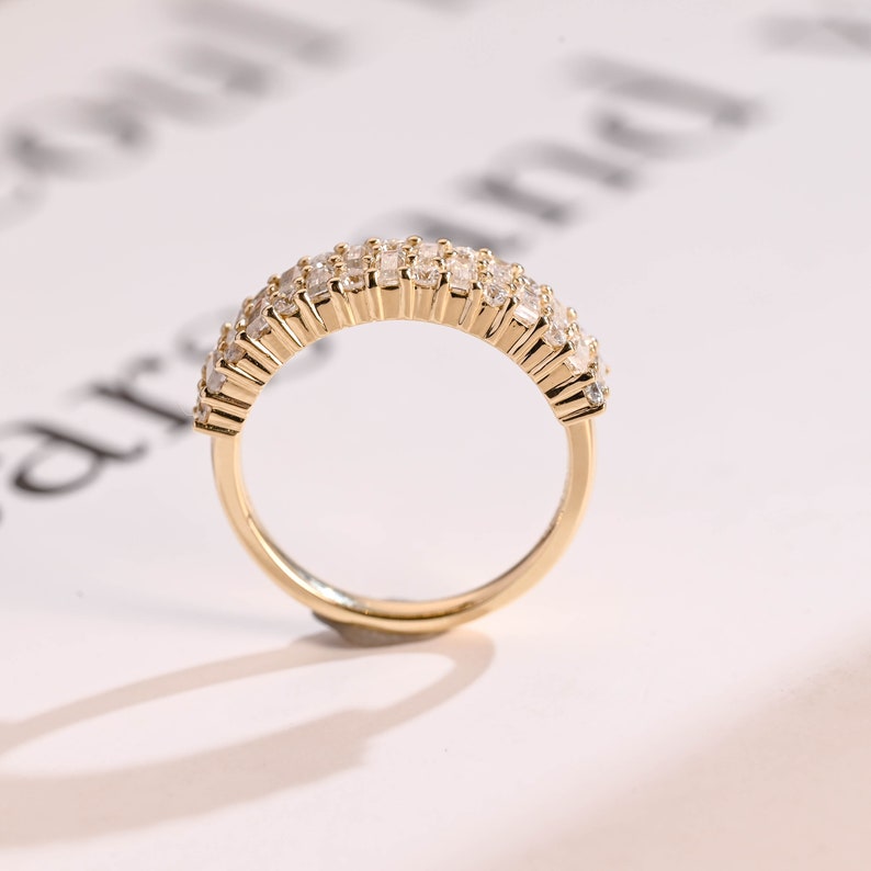 Stunning 0.5 TCW Round & Baguette Moissanite Stones Half Eternity Wedding Band 10