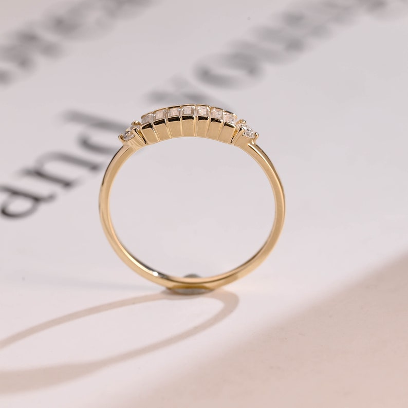 Stunning 0.2 TCW Round & Baguette Moissanite Stones Half Eternity Wedding Bands 10