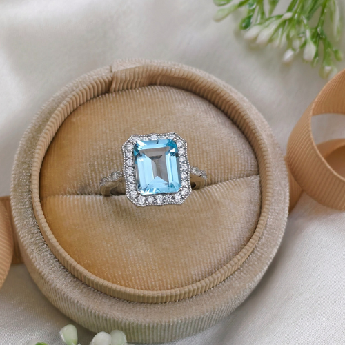 3.0 CT Emerald Cut Pave Gemstone Ring