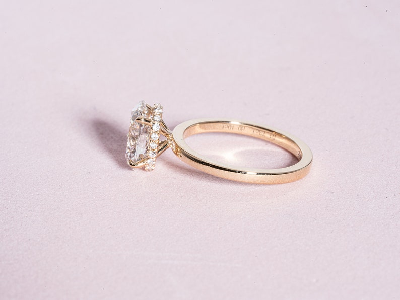 Stunning 1.73 CT Oval Cut Moissanite Engagement Ring with Hidden Halo & Pave Design 4