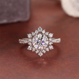 2.0 CT Round Shaped Moissanite Engagement Ring With Cluster Pave Accents 5