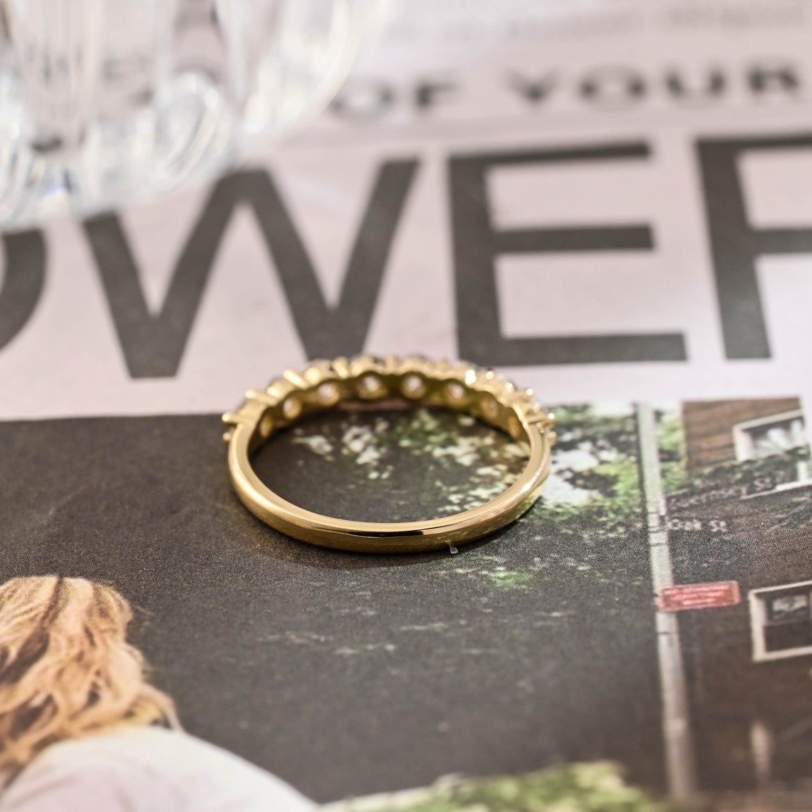 0.3 TCW Round Cut Moissanite Bridal Wedding Band With Pave Accents 2