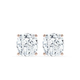 2.0 TCW Cushion Cut Moissanite Hidden Halo Stud Earrings in Gold 1