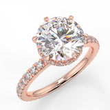 Stunning 2.0 CT Round Moissanite Engagement Ring with Double Hidden Halo & Pave Design 8