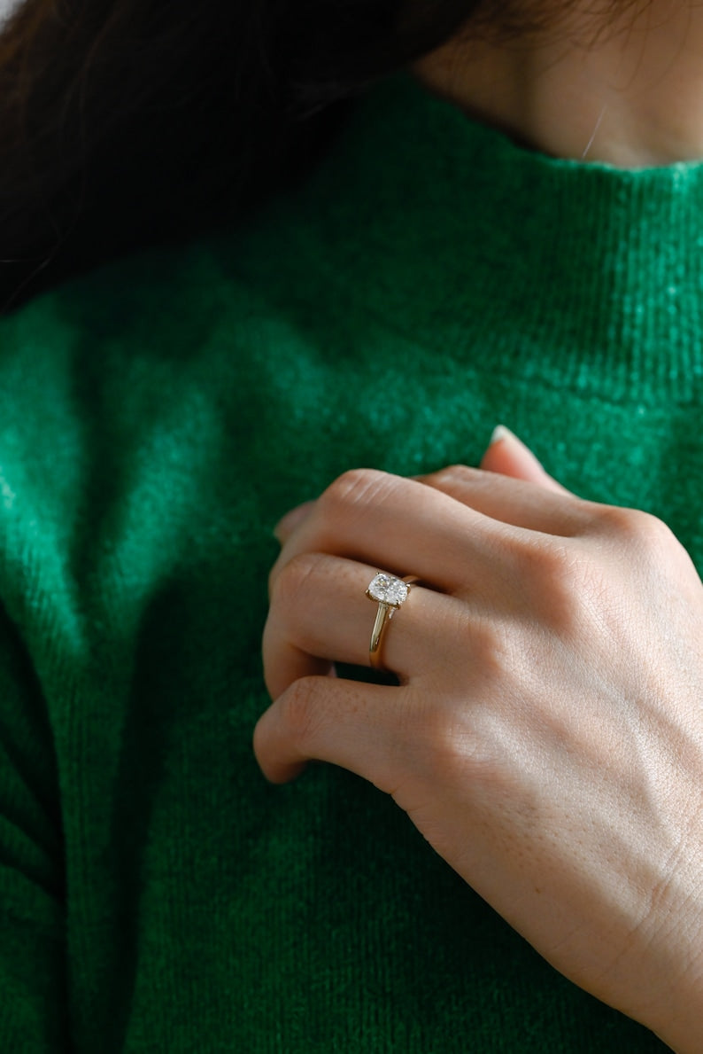 Stunning 1.5 - 2.5 CT Cushion Moissanite Engagement Ring with Hidden Halo Design 2