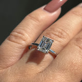 Stunning 1.70 CT Emerald Moissanite Engagement Ring with Hidden Halo Design 1