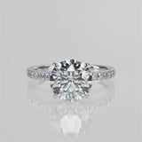 Stunning 2.0 CT Round Moissanite Engagement Ring with Hidden Halo & Pave Design 4