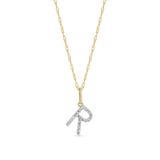 0.30 TCW Round Moissanite Diamond Customized Letter Pendant Necklace in Solid Gold 16