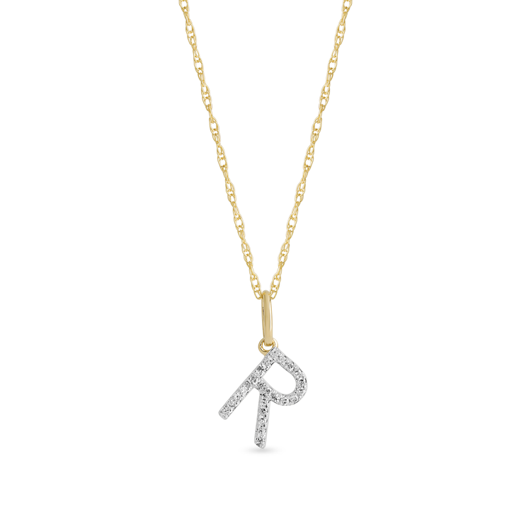 0.30 TCW Round Moissanite Diamond Customized Letter Pendant Necklace in Solid Gold 16