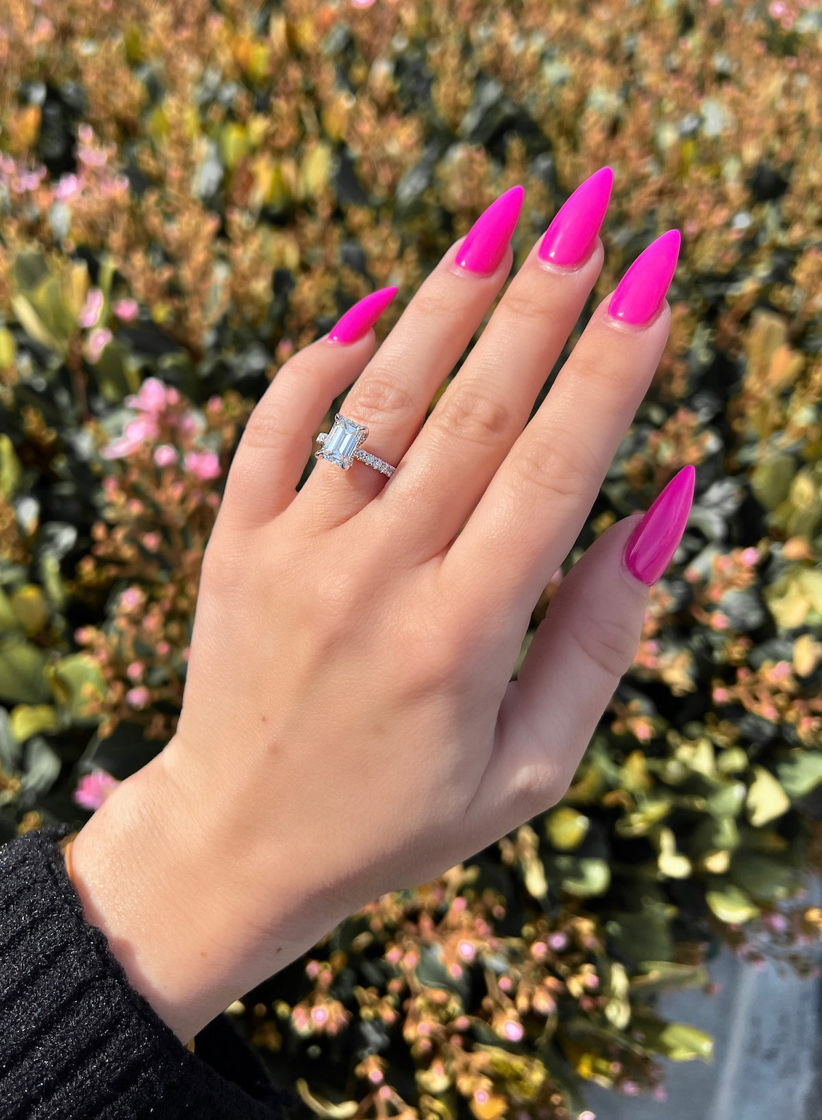 Stunning 1.73 CT Emerald Moissanite Engagement Ring with Hidden Halo & Pave Design 4