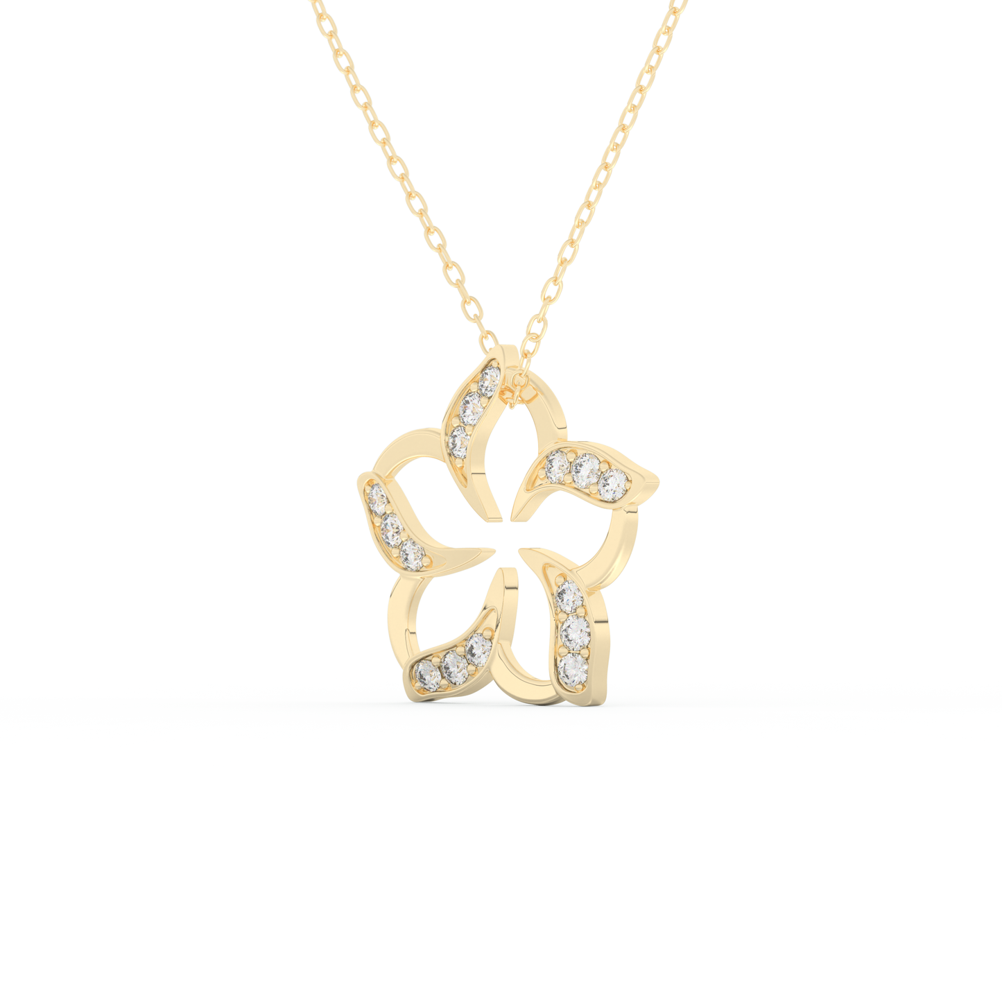 Stunning 0.23 CT Round Moissanite Diamond Flower Necklace in Solid Gold