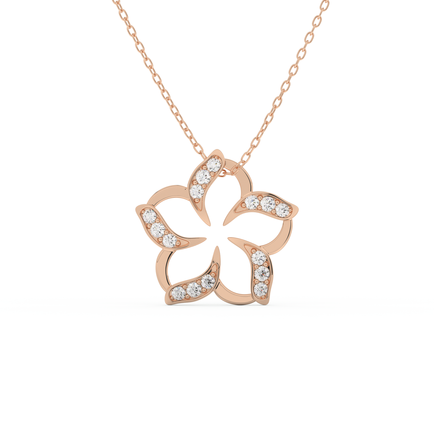 Stunning 0.23 CT Round Moissanite Diamond Flower Necklace in Solid Gold