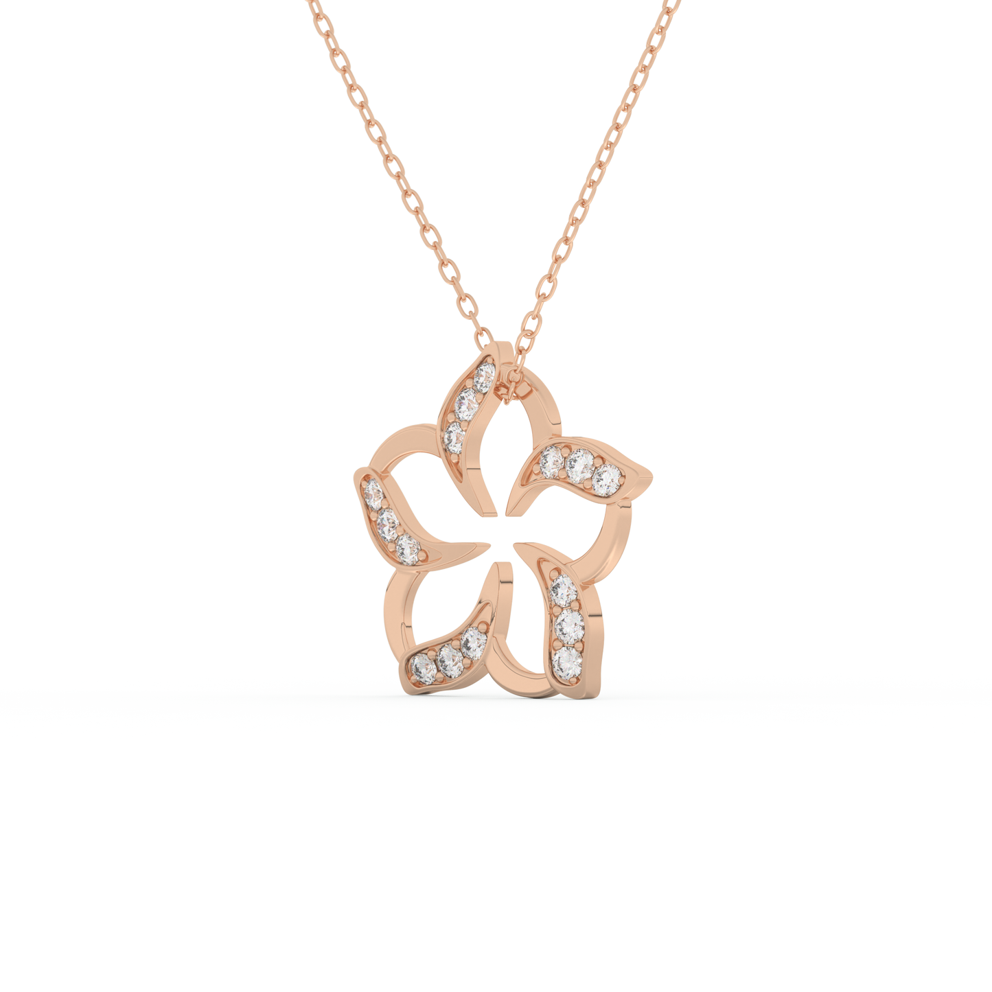 Stunning 0.23 CT Round Moissanite Diamond Flower Necklace in Solid Gold
