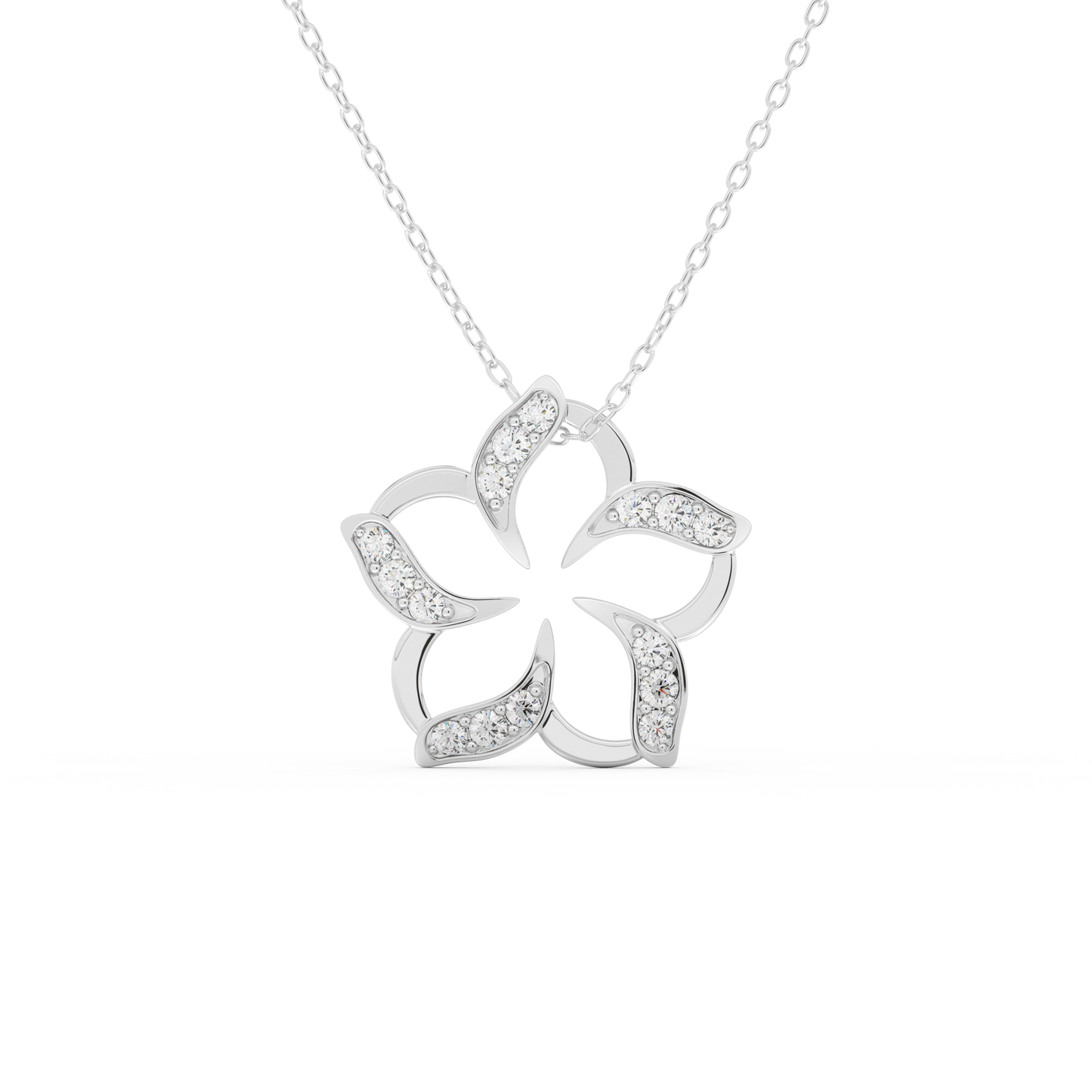 Stunning 0.23 CT Round Moissanite Diamond Flower Necklace in Solid Gold