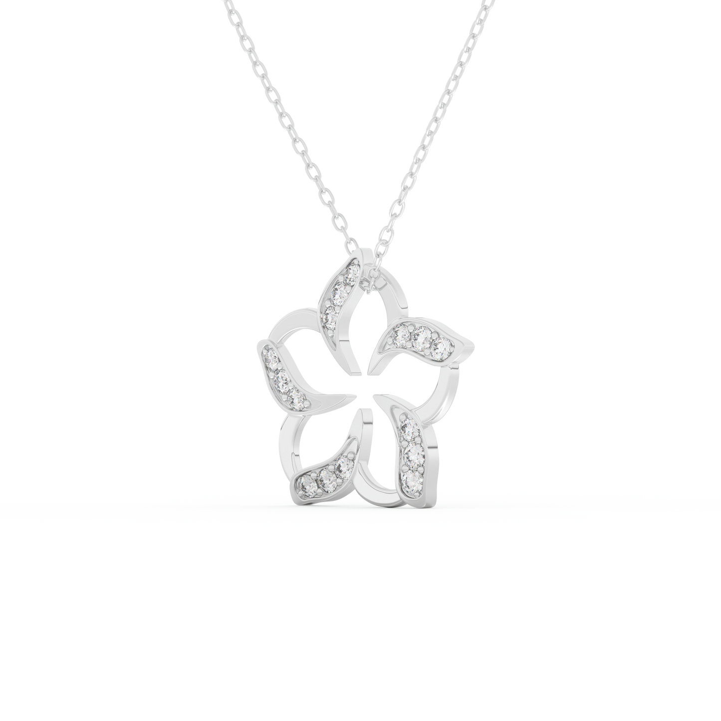 Stunning 0.23 CT Round Moissanite Diamond Flower Necklace in Solid Gold
