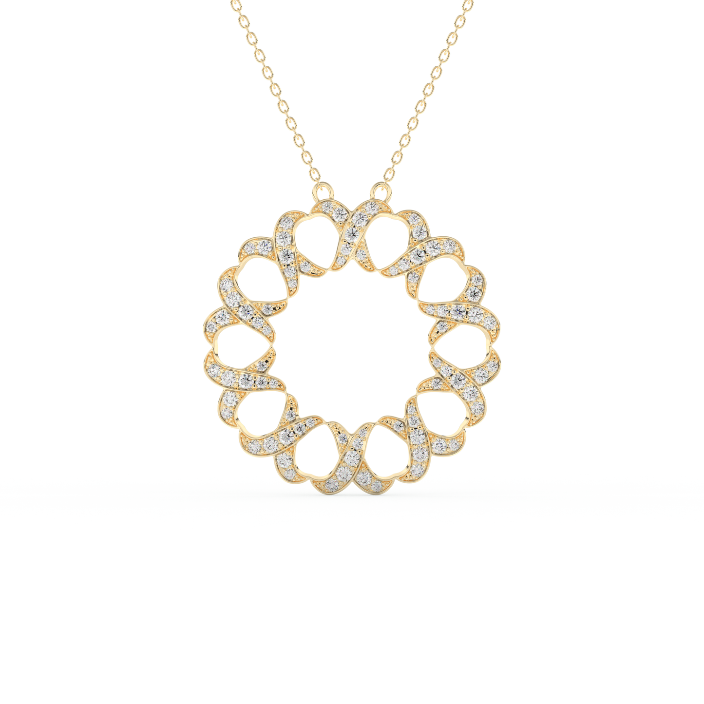 Stunning 0.302 CT Round Moissanite Diamond Spiral Necklace in Solid Gold