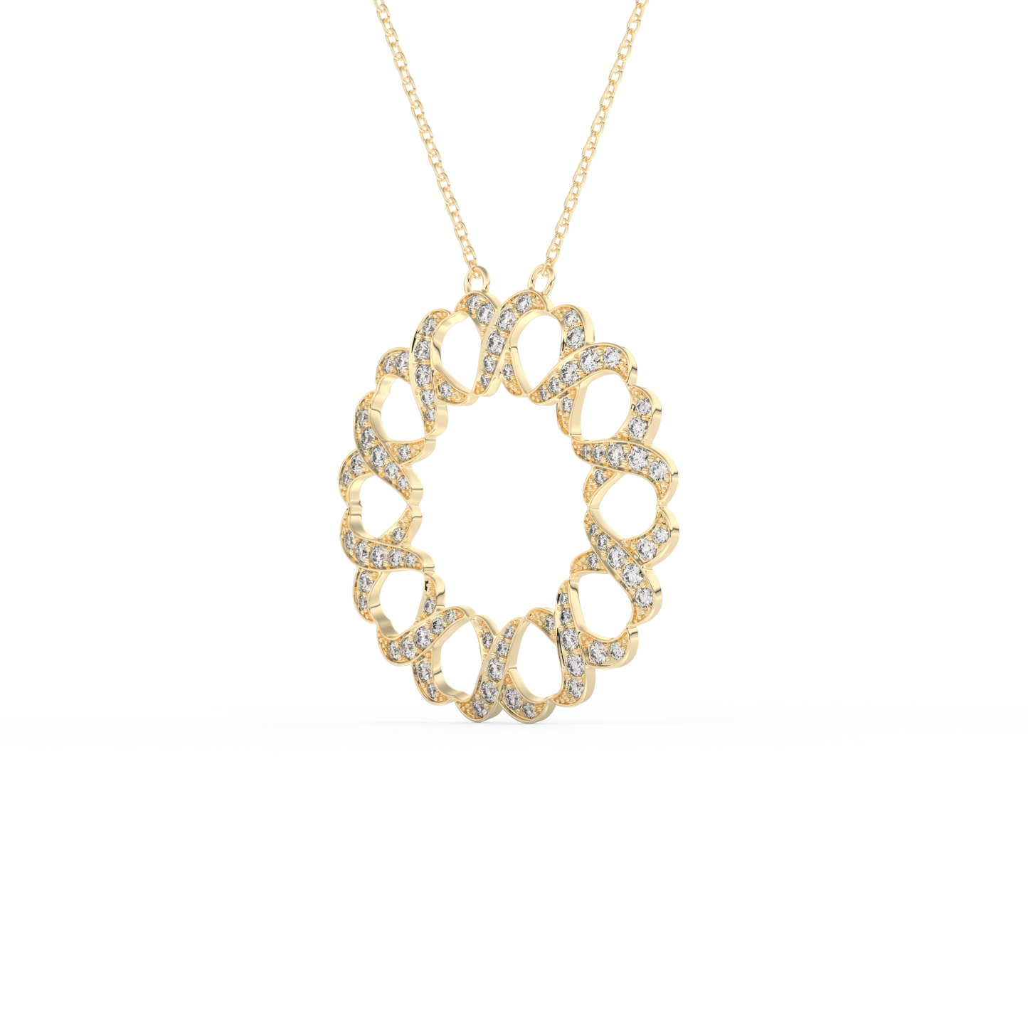 Stunning 0.302 CT Round Moissanite Diamond Spiral Necklace in Solid Gold
