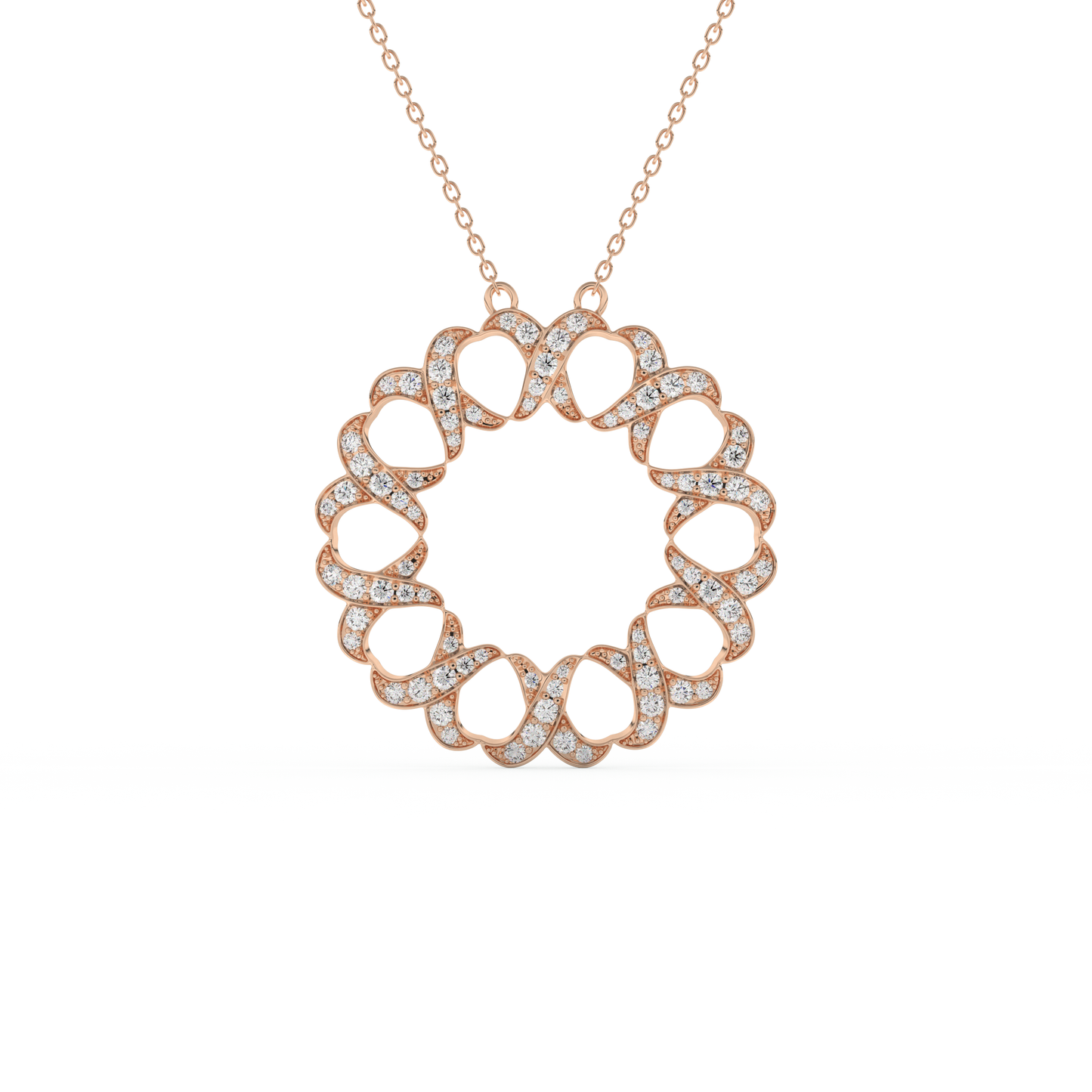 Stunning 0.302 CT Round Moissanite Diamond Spiral Necklace in Solid Gold