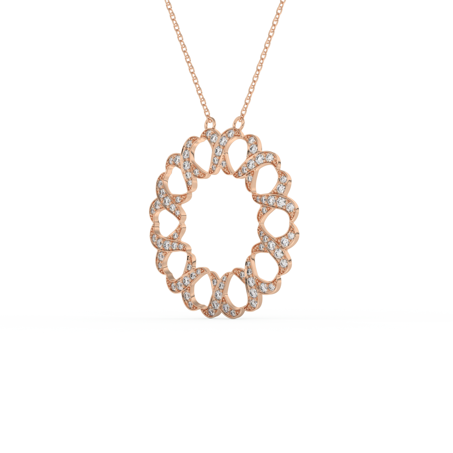 Stunning 0.302 CT Round Moissanite Diamond Spiral Necklace in Solid Gold