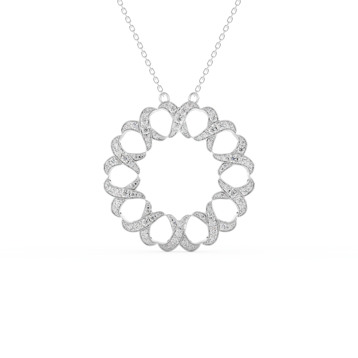 Stunning 0.302 CT Round Moissanite Diamond Spiral Necklace in Solid Gold