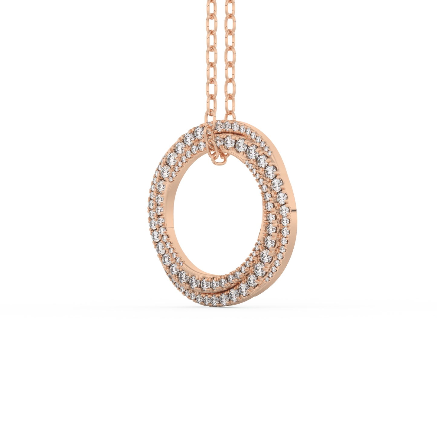 Stunning 1.288 CT Round Moissanite Diamond Spiral Necklace in Solid Gold