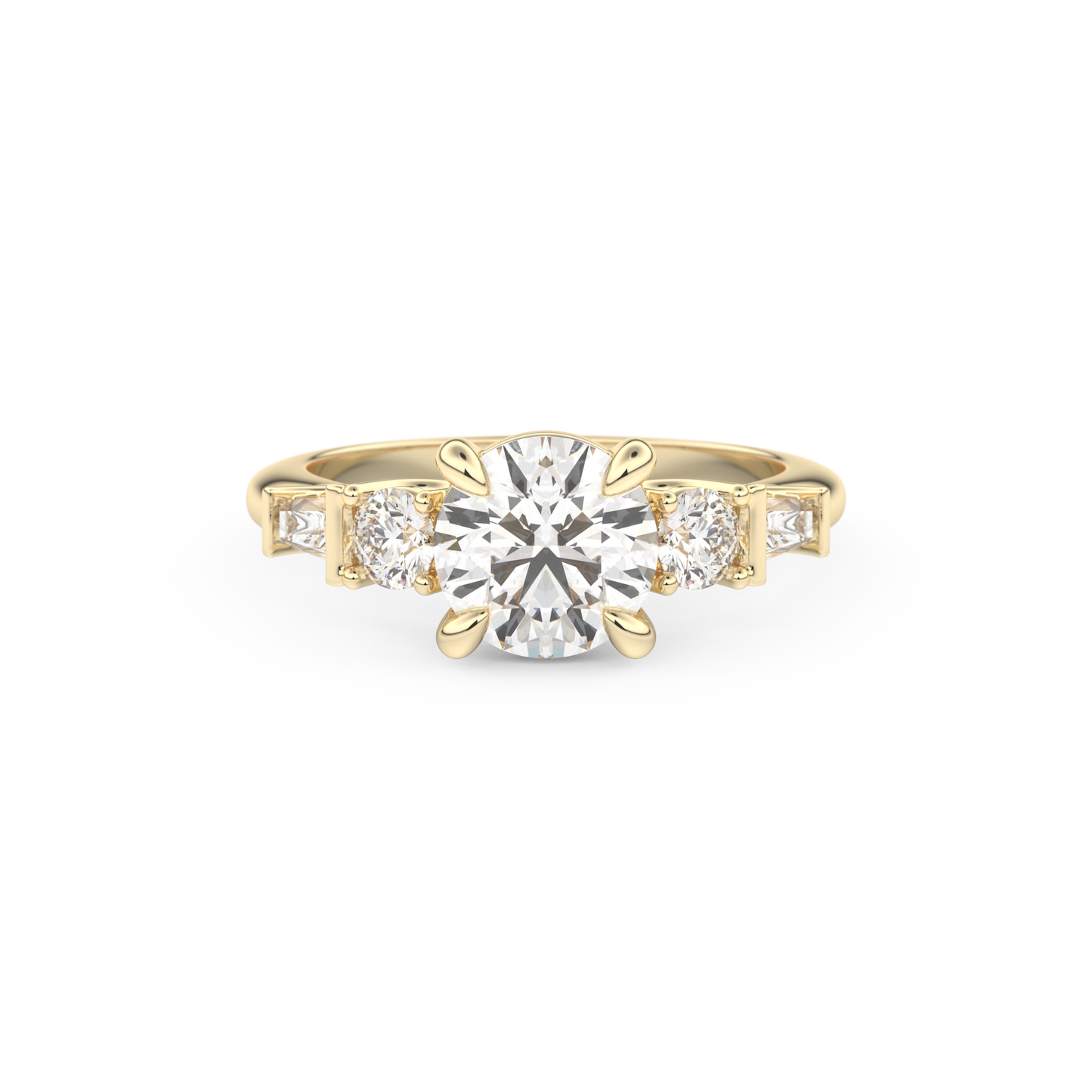 Round Cut 1.5 Carat Moissanite Ring – Cluster Setting in Gold