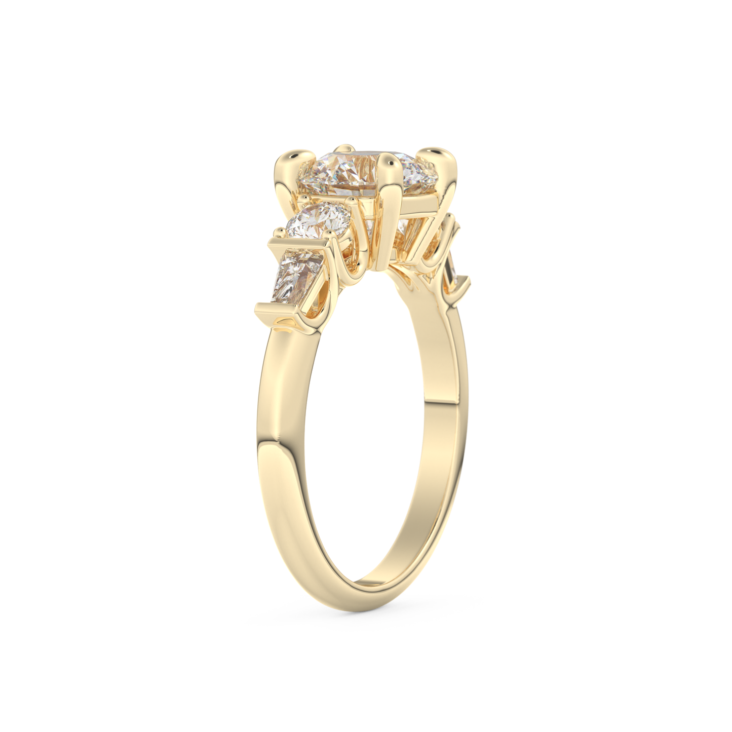 Round Cut 1.5 Carat Moissanite Ring – Cluster Setting in Gold