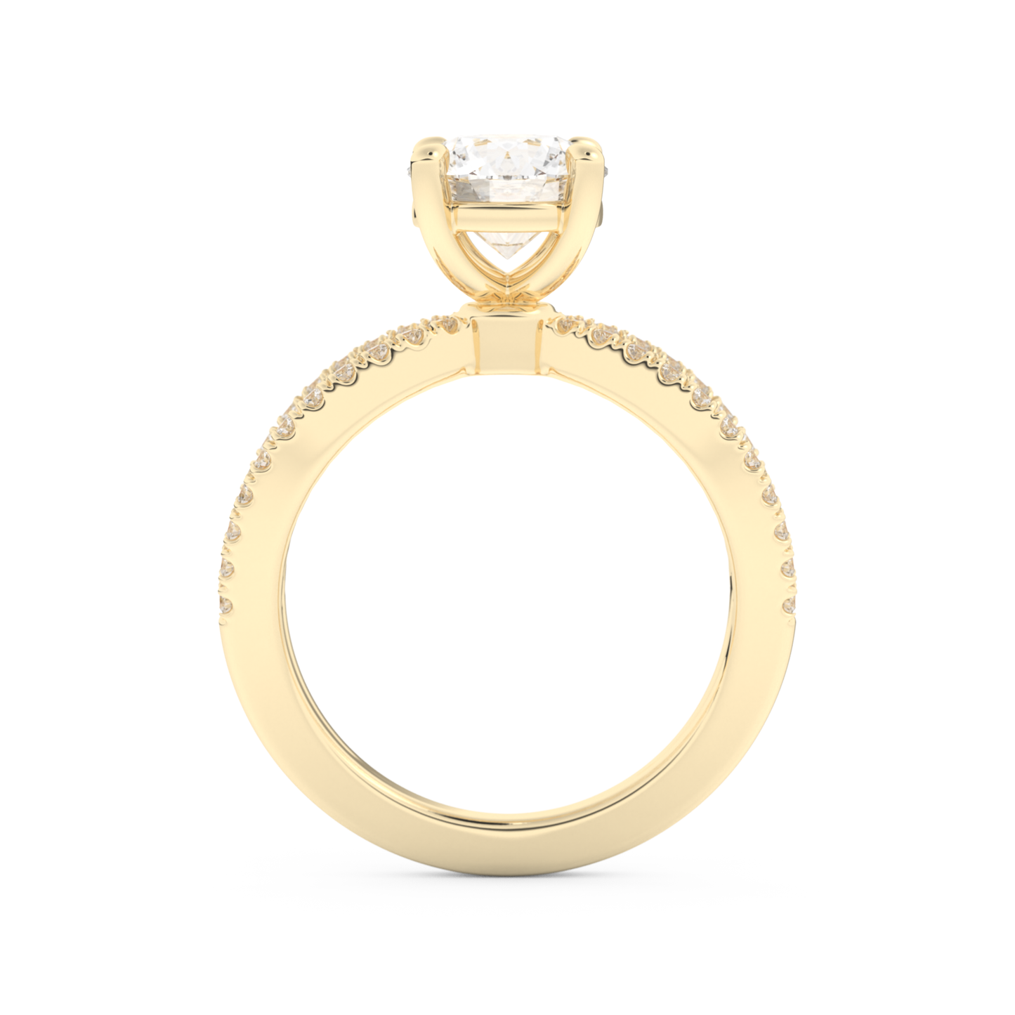 Round Cut 1.5 Carat Moissanite Ring – Pave & Split Shank Setting in Gold