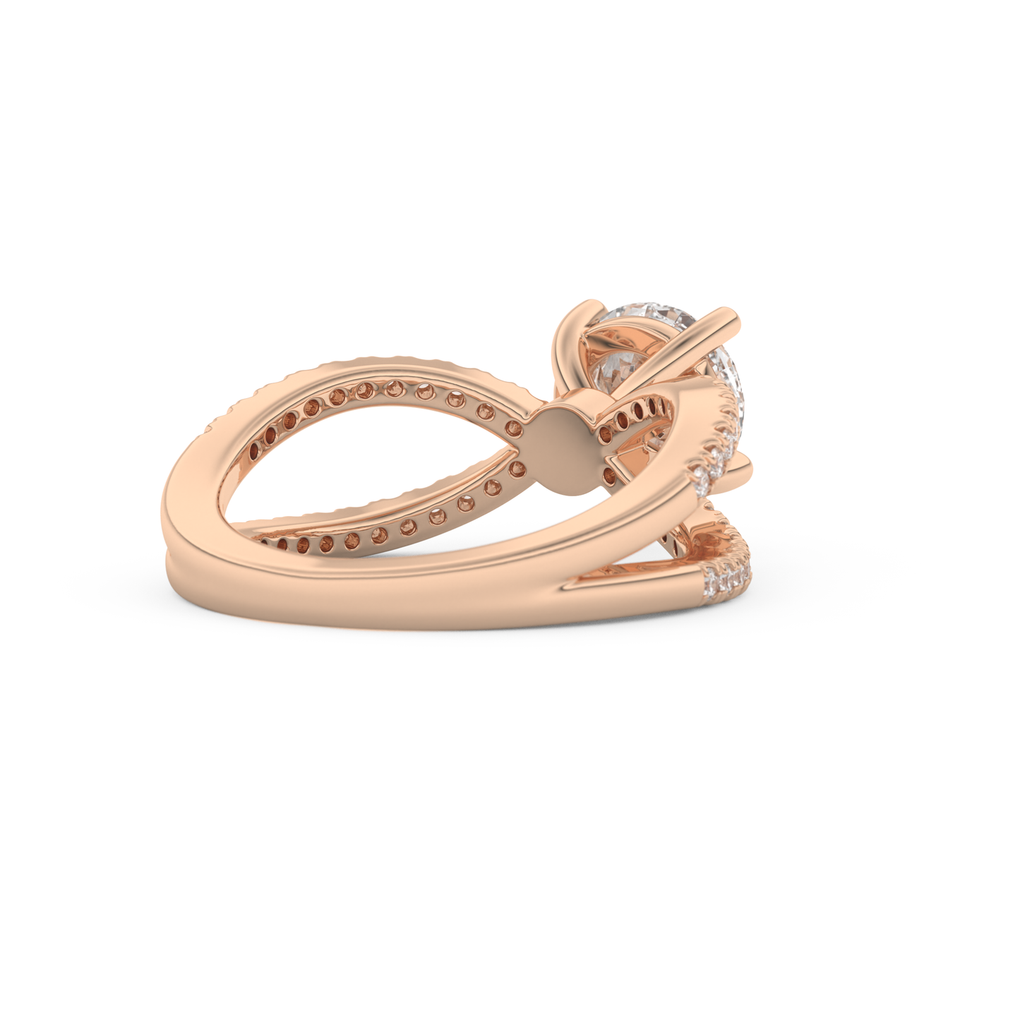 Round Cut 1.5 Carat Moissanite Ring – Pave & Split Shank Setting in Gold