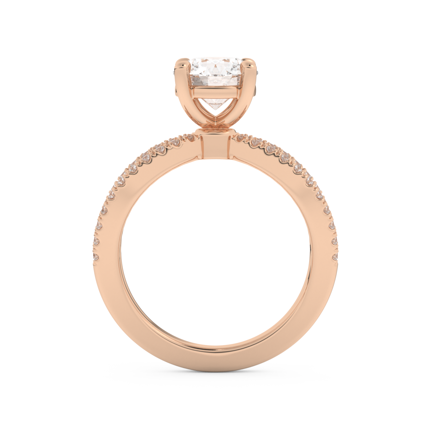 Round Cut 1.5 Carat Moissanite Ring – Pave & Split Shank Setting in Gold