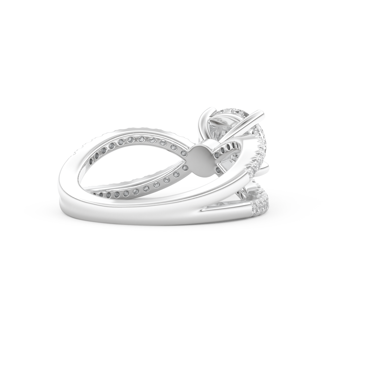 Round Cut 1.5 Carat Moissanite Ring – Pave & Split Shank Setting in Gold