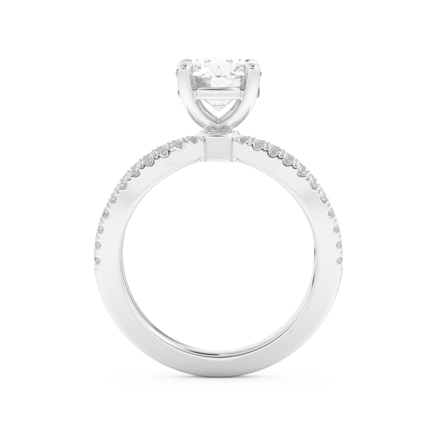 Round Cut 1.5 Carat Moissanite Ring – Pave & Split Shank Setting in Gold