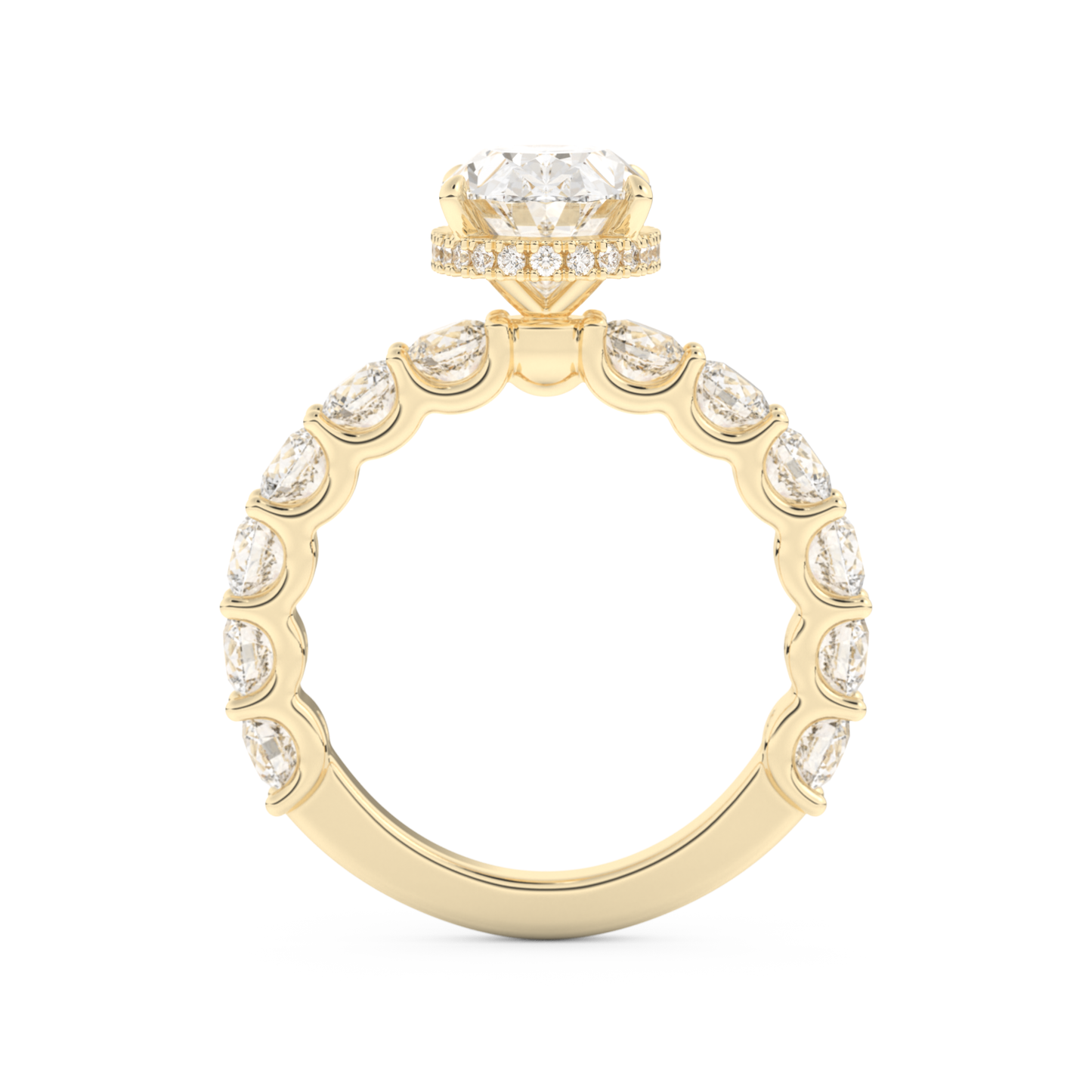 Oval Cut 2.5 Carat Moissanite Ring – Pave & Hidden Halo Setting in Gold