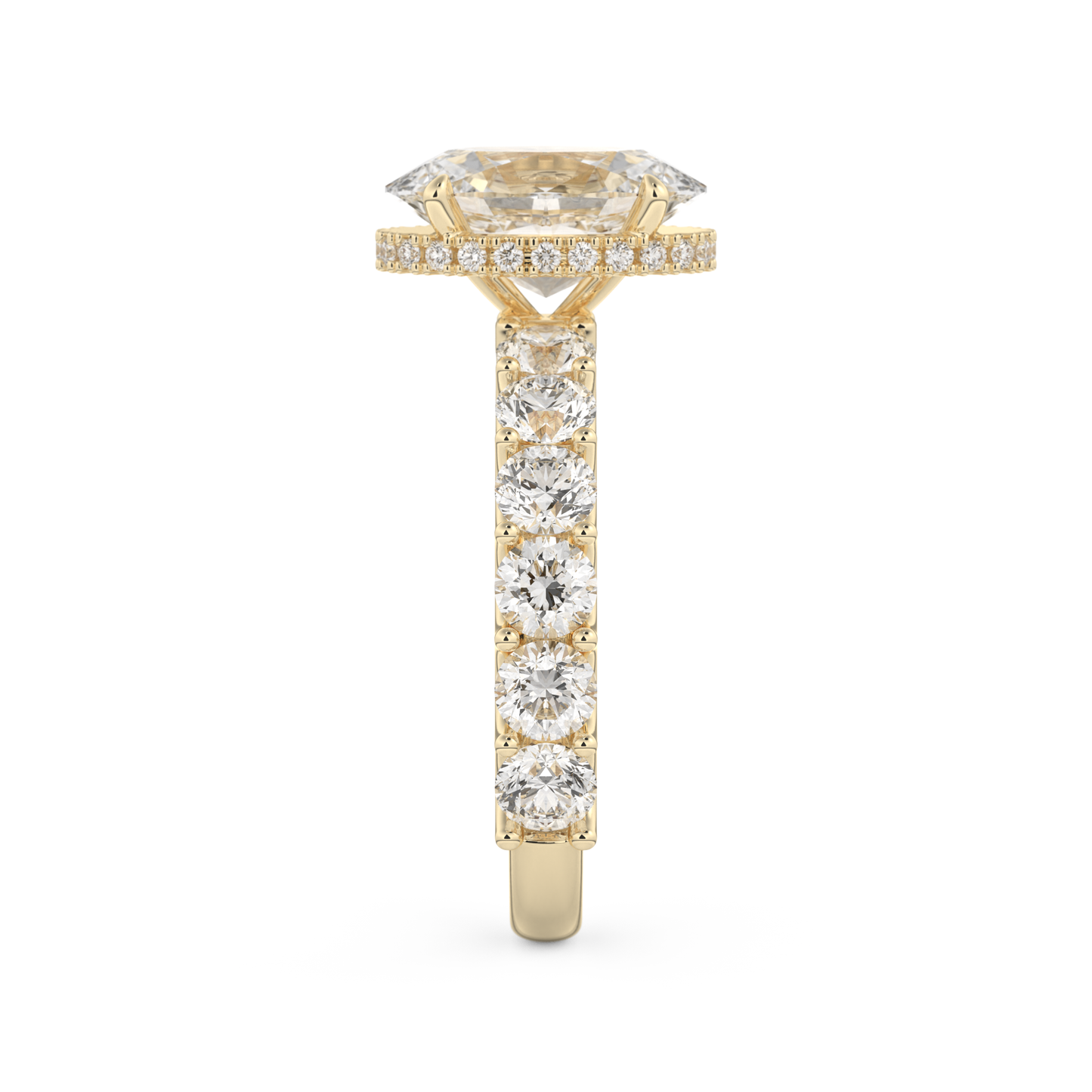 Oval Cut 2.5 Carat Moissanite Ring – Pave & Hidden Halo Setting in Gold