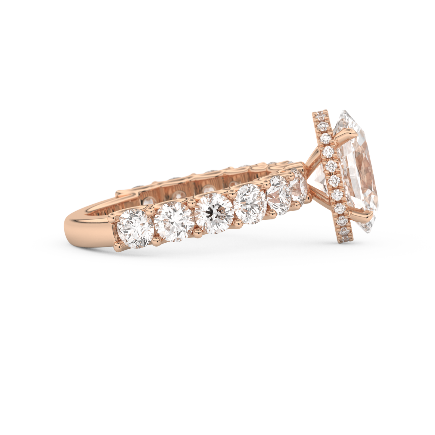 Oval Cut 2.5 Carat Moissanite Ring – Pave & Hidden Halo Setting in Gold